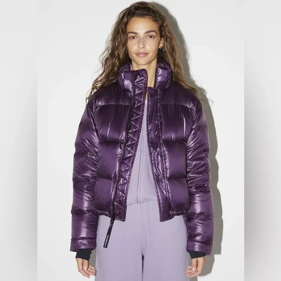 High gloss puffer jacket clearance